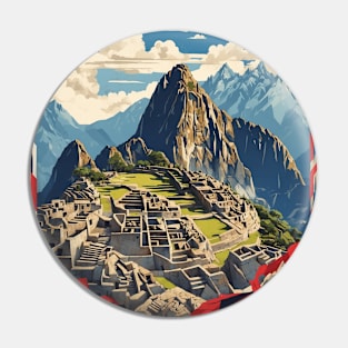 Peru Machu Picchu Tourism Vintage Poster Pin