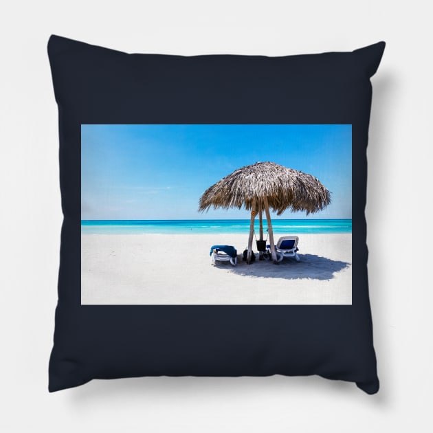 Paradise Beach, Varadero, Cuba Pillow by tommysphotos