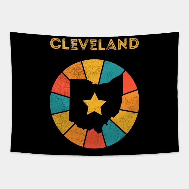 Cleveland Ohio Vintage Distressed Souvenir Tapestry by NickDezArts