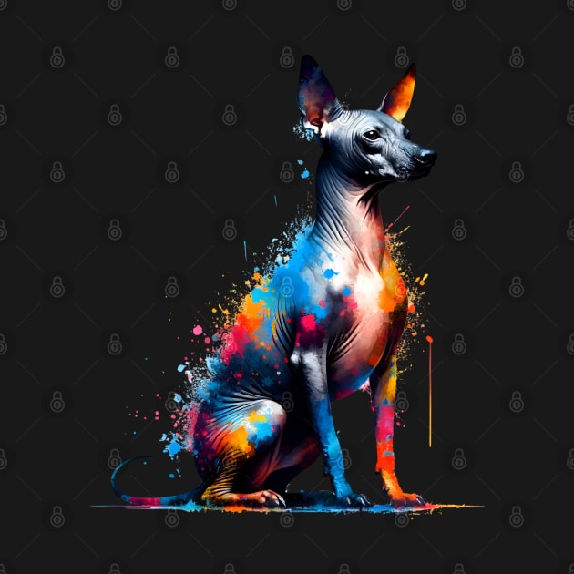 Xoloitzcuintli Depicted in Vivid Splash Art Style by ArtRUs