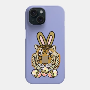 Happy Easter Bunny Ears on Tiger Eating Easter Eggs Phone Case