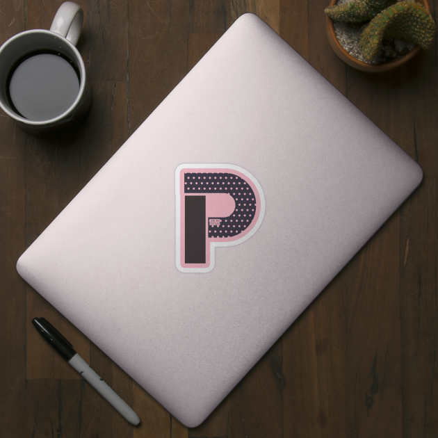 Initial Letter P Ladies Girls Polka Dots Girly Cute Letter P Sticker Teepublic