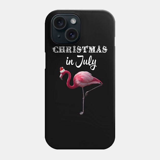 Flamingo Santa Hat Christmas Lights Christmas In July Phone Case by folidelarts