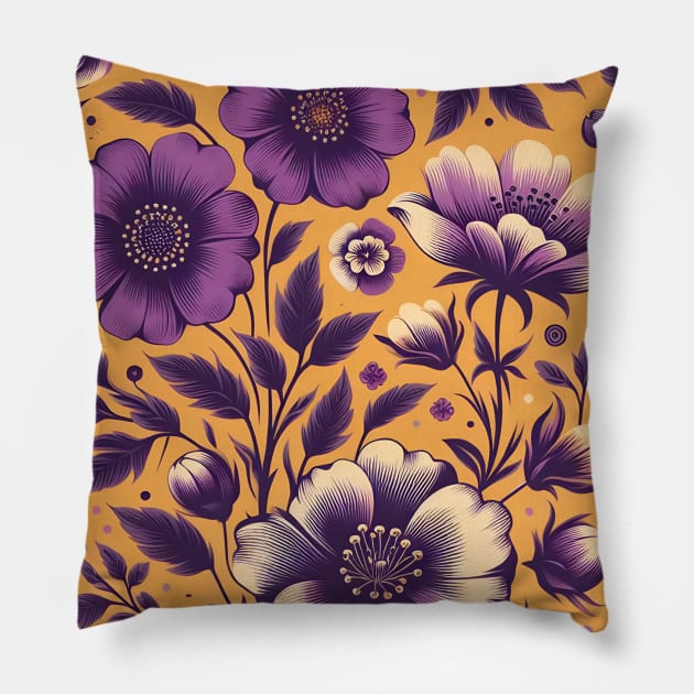Purple Flowers Pillow by Jenni Arts