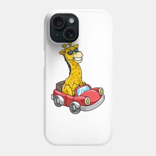 Cool giraffe is driving in a small car Phone Case