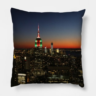 Sunset over panoramic NYC Manhattan Pillow