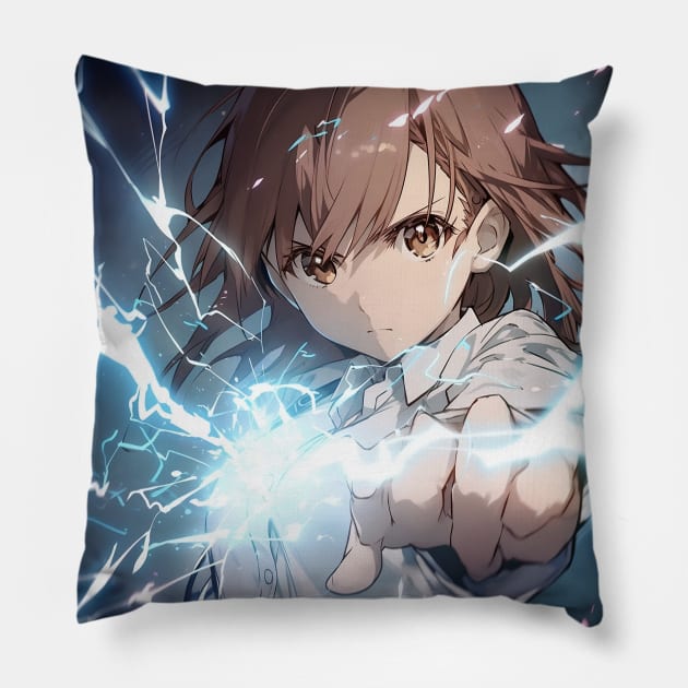 misaka mikoto Pillow by WabiSabi Wonders