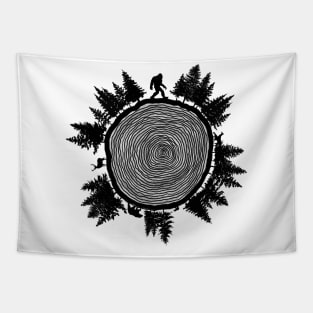 Bigfoot tree ring (black) Tapestry