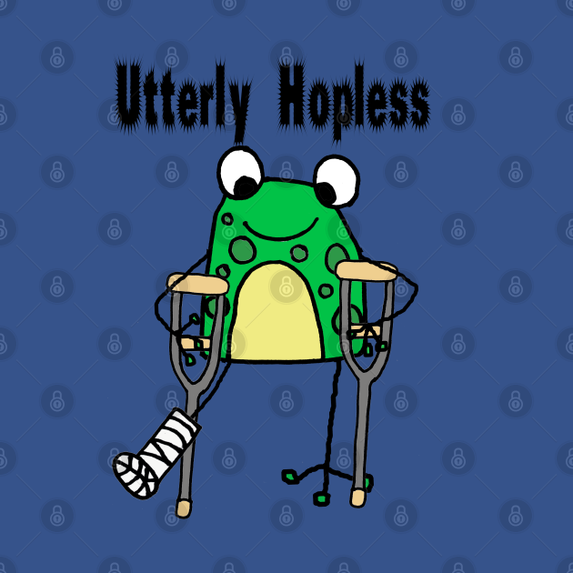 Funny Green Frog on Crutches Utterly Hopless Pun Frog Mask TeePublic