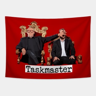 Taskmaster face slap with text Tapestry