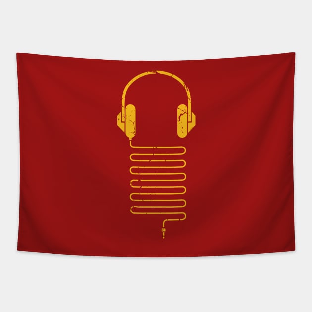 Gold Headphones Tapestry by Sitchko