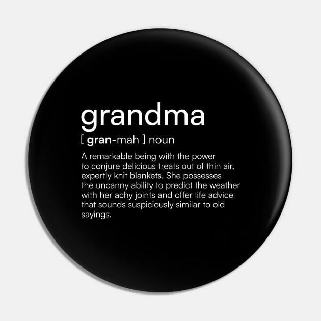Funny Grandma Definition Pin by Merchgard