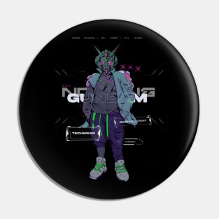 Techwear mecha head Pin