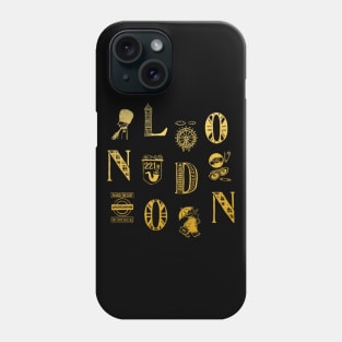 London Alphabets - Vintage Gold Phone Case