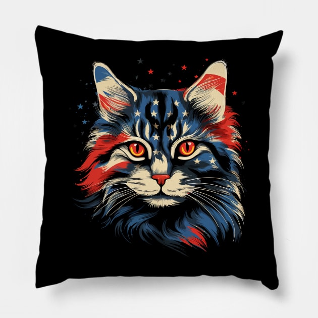 Patriotic American Bobtail Pillow by JH Mart