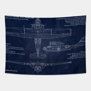 PBY Catalina Blueprint Tapestry