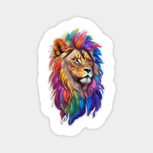 Multicolored lion with a big mane Magnet