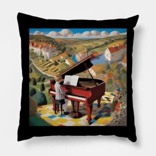 A Young Pianist Performing In The  English Countryside Pillow