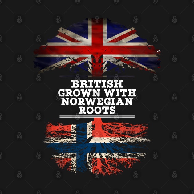 British Grown With Norwegian Roots - Gift for Norwegian With Roots From Norway by Country Flags