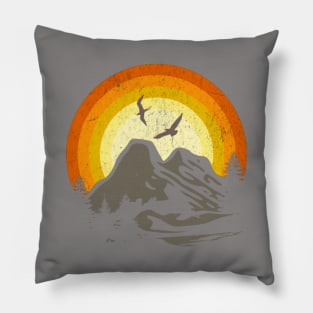 mountain and sunset Pillow