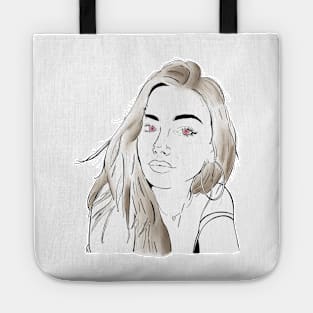 Beautiful girl looking at you - Brown White Tote