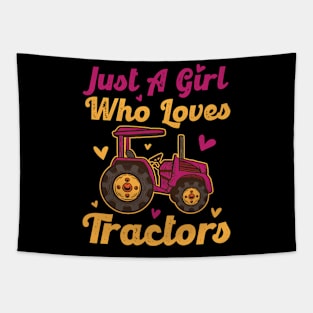 Girl Loves Tractors Funny Tractor Gift Tapestry