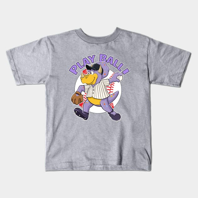 Gamas Threads Play Ball Rockies Baseball Mascot Dinger Kids T-Shirt