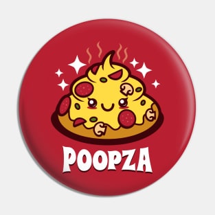 Poopza Funny Cute Kawaii Poop Shaped Pizza Cartoon Gift For Pizza Lovers Pin