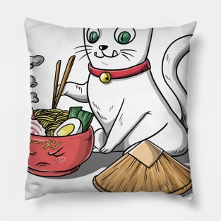 Cute Funny Kawaii Cat Ramen Kids Japanese Anime Gift Pillow