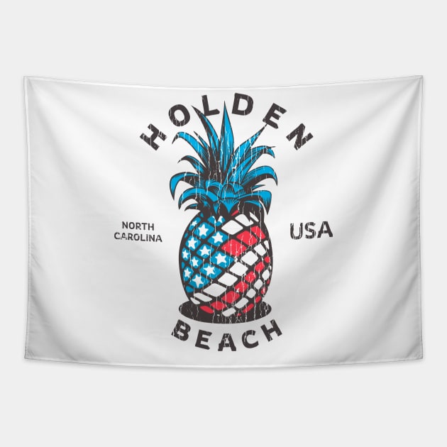 Holden Beach, NC Summertime Vacationing Patriotic Pineapple Tapestry by Contentarama