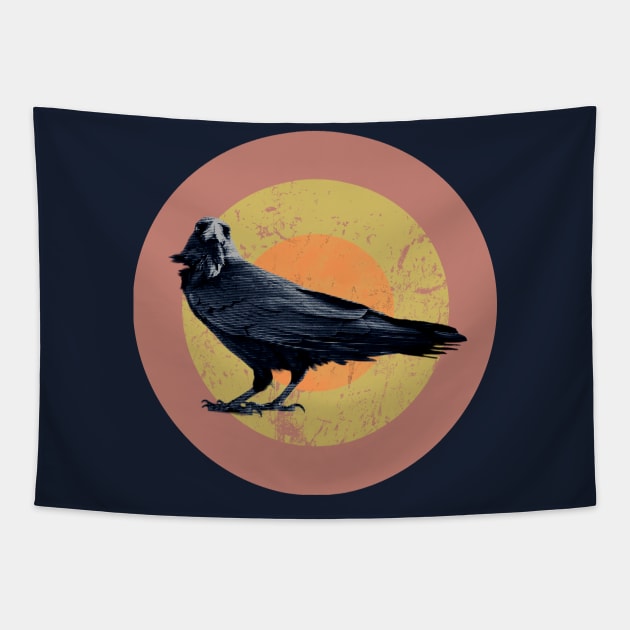 Halftone retro design Raven Tapestry by DyrkWyst