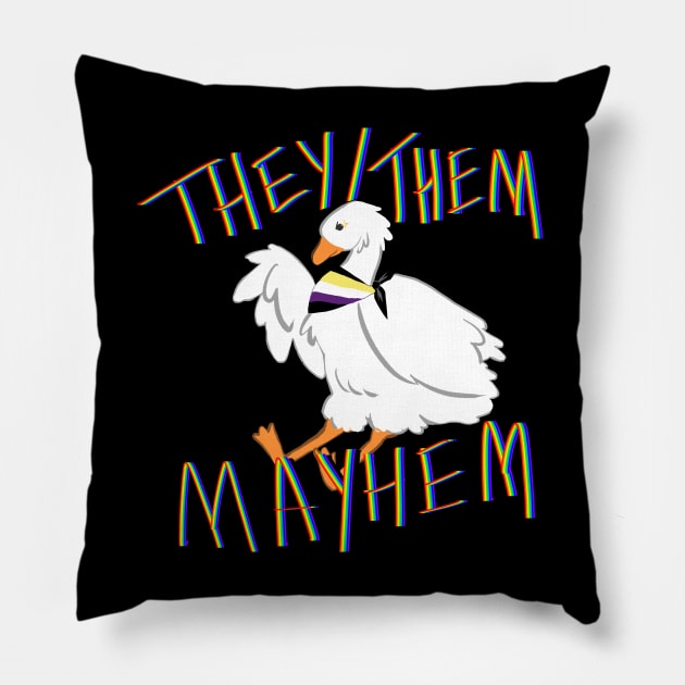 They Them Mayhem Goose Pillow by Cup O Isopod