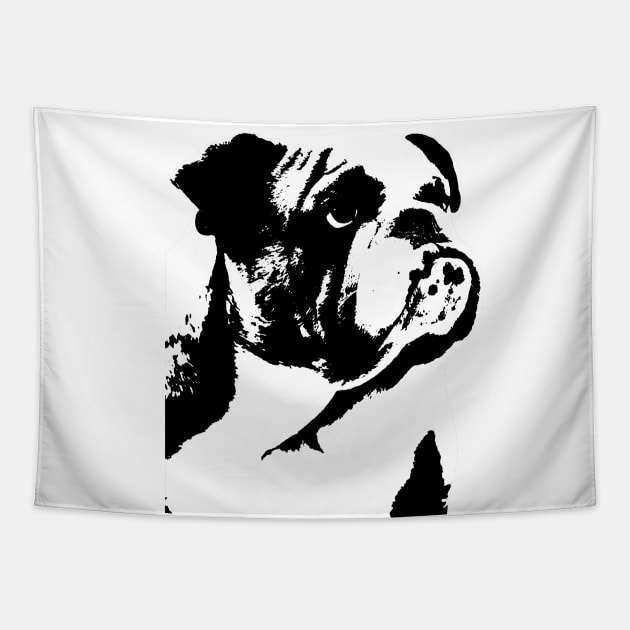 Bulldog B&W Tapestry by GrizzlyVisionStudio