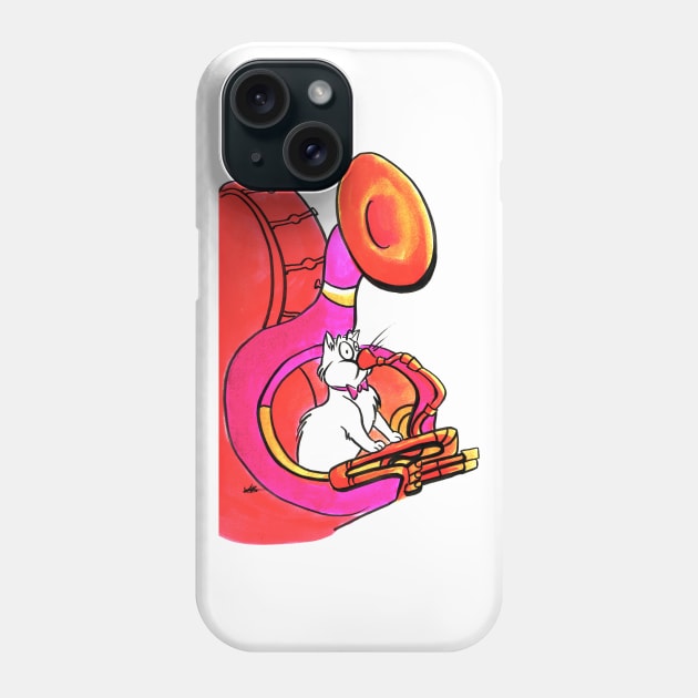 Tuba cat Phone Case by AlexandraBowmanArt