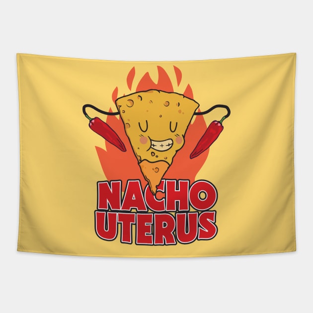 Nacho Uterus // Funny Feminist Cartoon // Support Womens Rights Tapestry by SLAG_Creative