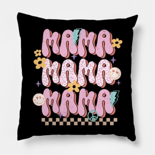 Mama groovy retro distressed design Pillow