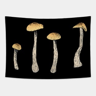 Simple Mushroom Sketch Pen And Ink Artwork Minimal Psychedelic Nature Tapestry