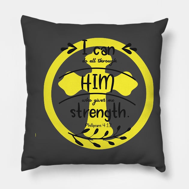 Philippians 4:13 Cross Pillow by FamilyCurios