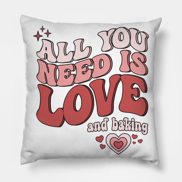 Retro Love and Baking Funny Valentine's Day Pillow by Way Down South