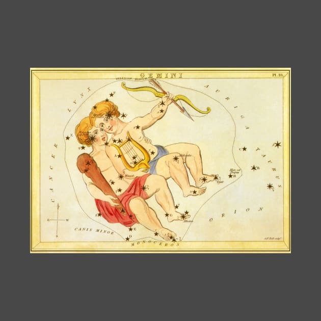 Gemini the Twins, from Urania's Mirror, Vintage Signs of the Zodiac by MasterpieceCafe