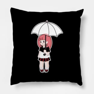 Cute girl with umbrella Pillow