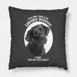 Lucky Black Lab Pillow