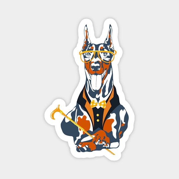 Hipster dog Doberman Pinscher Magnet by kavalenkava