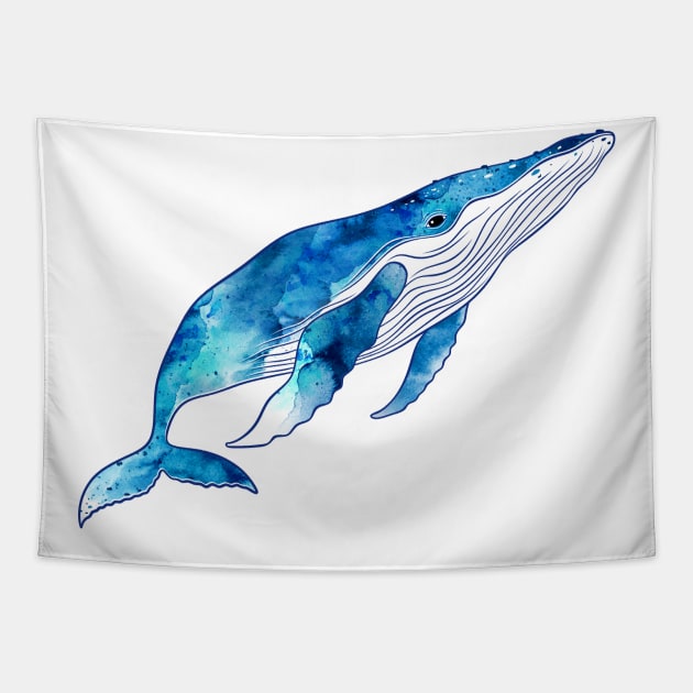 Watercolor Whale Tapestry by themadesigns