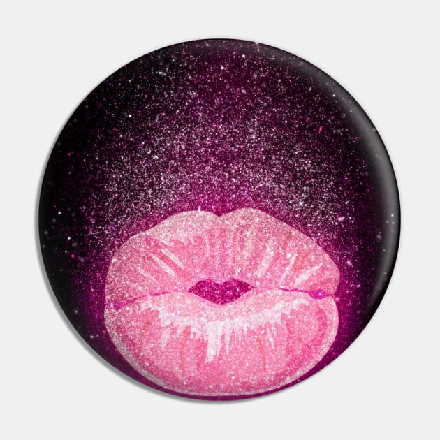 Glitter Kissing Lips Pin by TinaGraphics