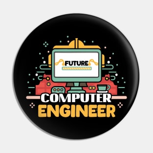 Computer Engineer Future Loading Retro Computer Gift Pin