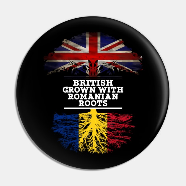 British Grown With Romanian Roots - Gift for Romanian With Roots From Romania Pin by Country Flags