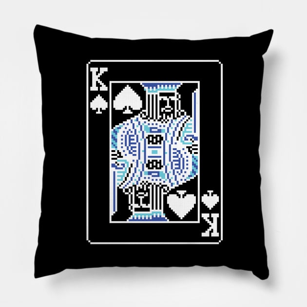 King of Spades Pixel Art Bright Negative Mode Pillow by inotyler