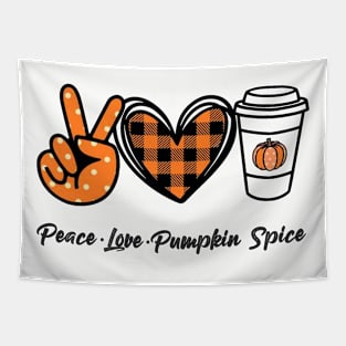 Pumpkin Spice Shirts Women, Fall Shirts, Peace Love Pumpkin Spice Shirt, I love pumpkin spice shirt, Cute Fall Womens Shirts, Orange plaid Tapestry