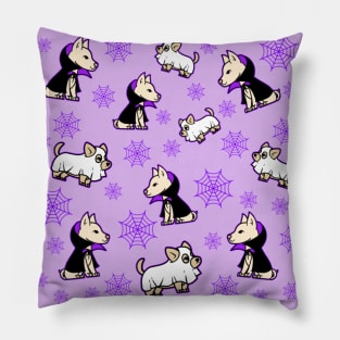 Spooky Halloween Purple Dog Pattern Pillow